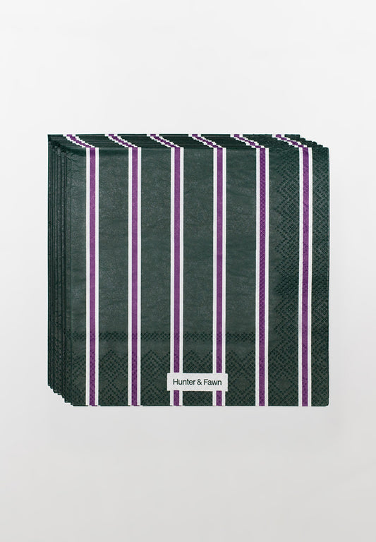 Striped Cocktail Napkins | Green and Purple